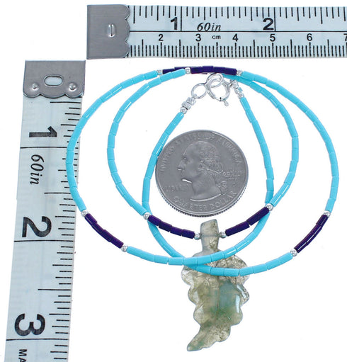 Southwestern Genuine Sterling Silver Multicolor Bead Leaf Necklace BX120796