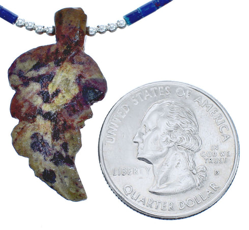Southwest Sterling Silver Azurite And Jasper Leaf Bead Necklace BX120799