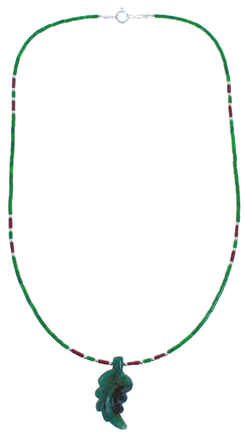 Sterling Silver Malachite And Multicolor Leaf Bead Necklace BX120802