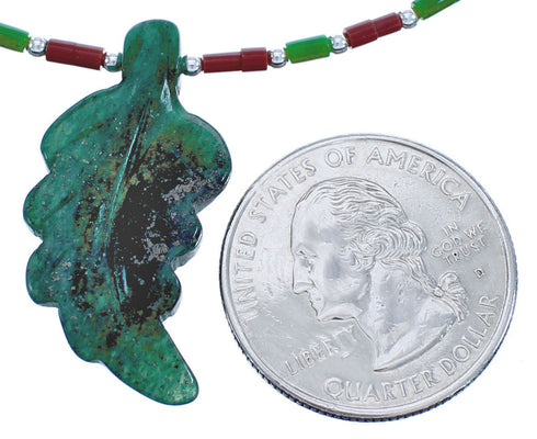 Sterling Silver Malachite And Multicolor Leaf Bead Necklace BX120802