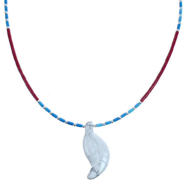 Leaf Bead Coral And Denim Lapis Sterling Southwestern Sterling Silver Necklace BX120811