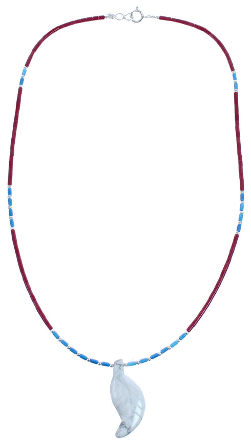 Leaf Bead Coral And Denim Lapis Sterling Southwestern Sterling Silver Necklace BX120811