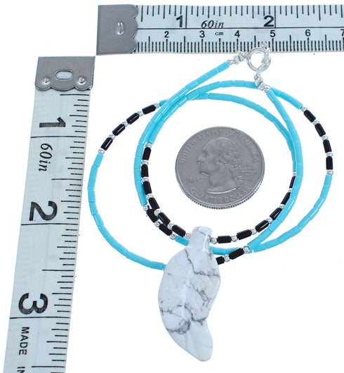 Sterling Silver Turquoise And Onyx Leaf Bead Necklace BX120803