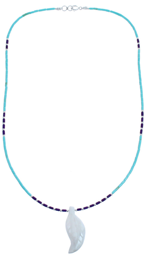 Sterling Silver Southwestern Turquoise And Sugilite Leaf Bead Necklace BX120813