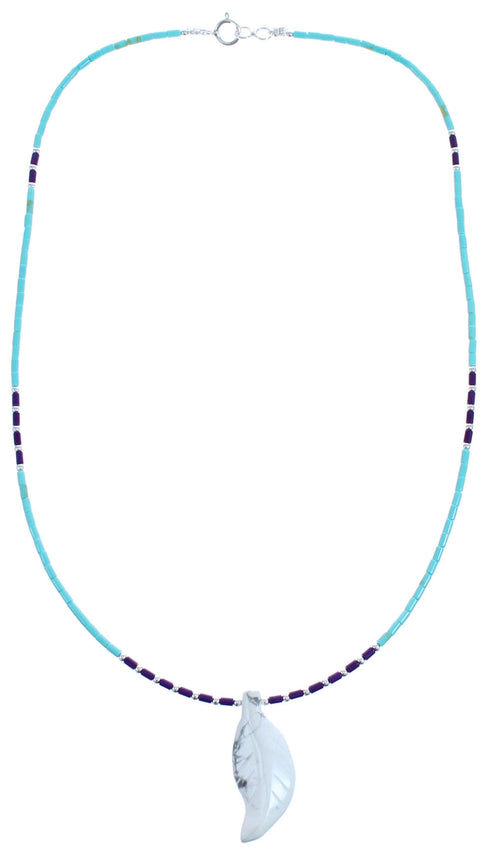 Authentic Sterling Silver Turquoise And Sugilite Leaf Southwestern Bead Necklace BX120814