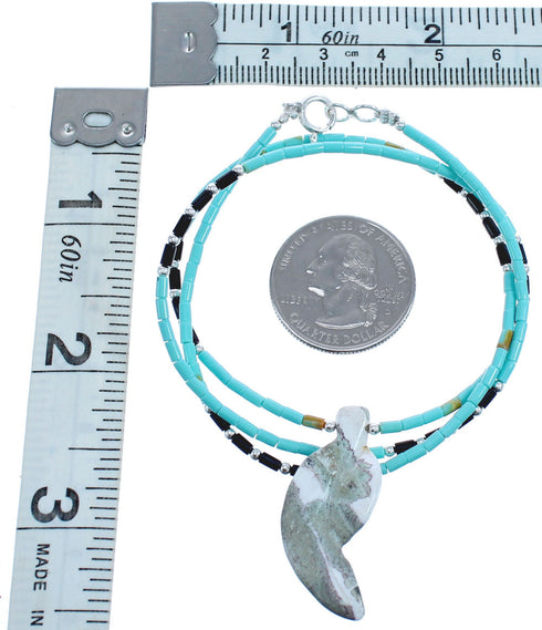 Turquoise And Multicolor Sterling Silver Leaf Bead Necklace BX120817