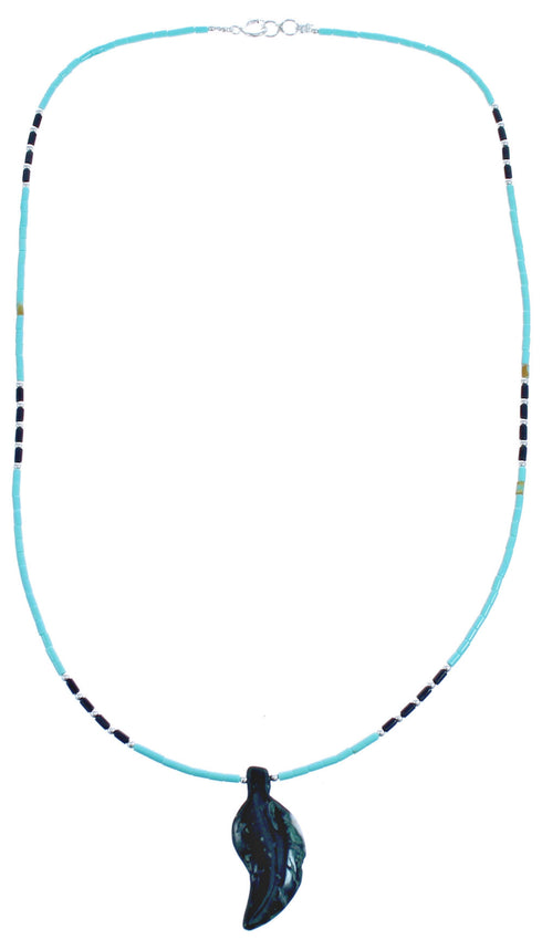 Southwestern Turquoise And Multicolor Sterling Silver Leaf Bead Necklace BX120818