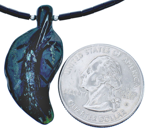 Onyx And Multicolor Sterling Silver Leaf Bead Necklace BX120823
