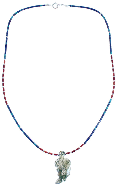 Azurite And Multicolor Sterling Silver Leaf Bead Necklace BX120831