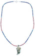 Azurite And Multicolor Sterling Silver Leaf Bead Necklace BX120831
