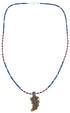 Southwestern Genuine Sterling Silver Azurite And Multicolor Leaf Bead Necklace BX120834