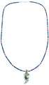 Genuine Sterling Silver Southwestern Multicolor And Azurite Leaf Bead Necklace BX120837