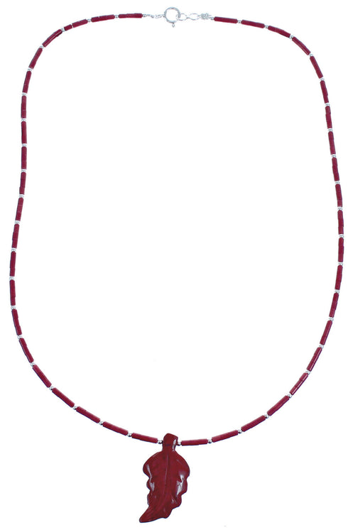 Sterling Silver Coral And Agate Bead Leaf Necklace BX120840