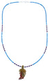 Genuine Sterling Silver Denim Lapis And Sugilite Leaf Bead Necklace BX120846