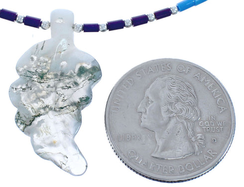 Denim Lapis And Sugilite Southwestern Sterling Silver Leaf Bead Necklace BX120847