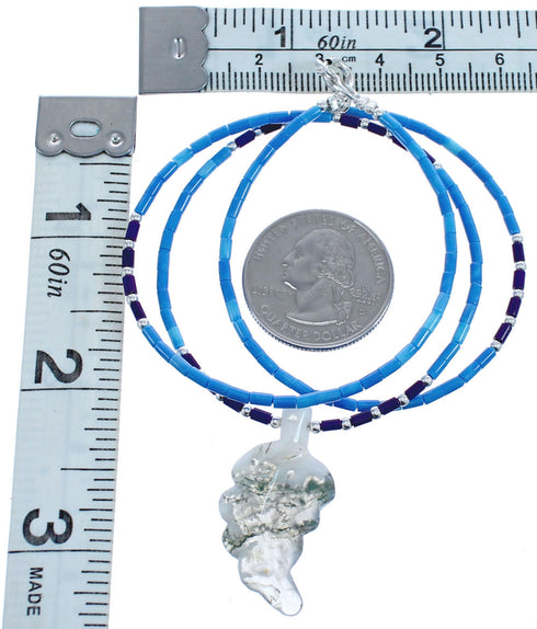 Denim Lapis And Sugilite Southwestern Sterling Silver Leaf Bead Necklace BX120847