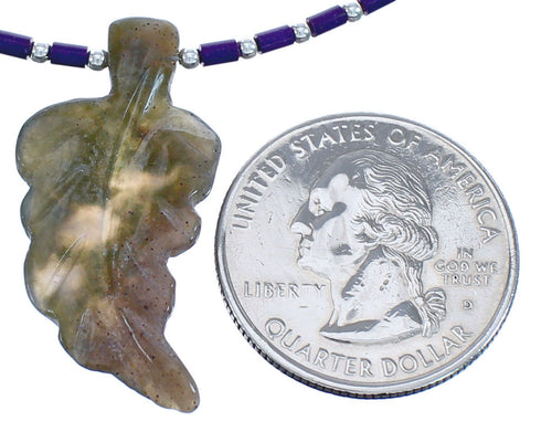 Denim Lapis And Sugilite Southwestern Authentic Sterling Silver Leaf Bead Necklace BX120848