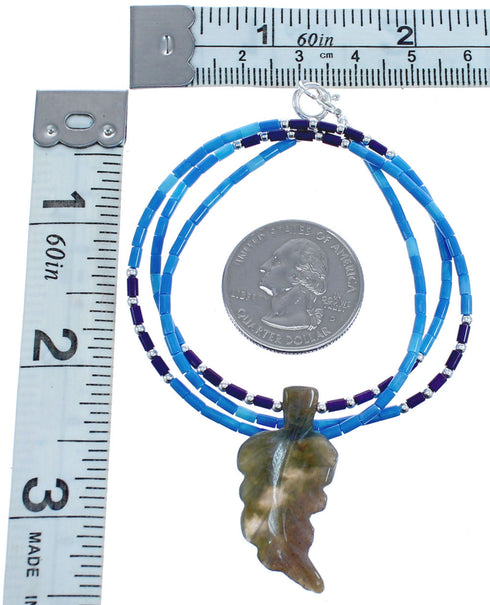 Denim Lapis And Sugilite Southwestern Authentic Sterling Silver Leaf Bead Necklace BX120848