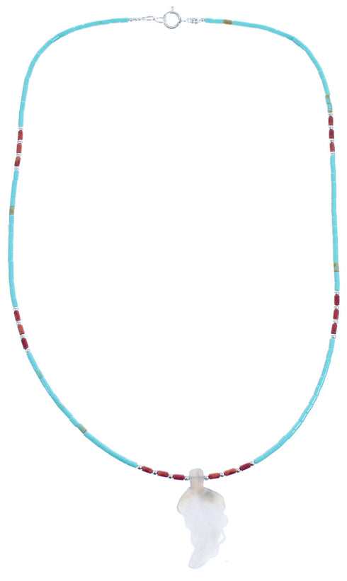 Authentic Sterling Silver Turquoise And Oyster Shell Bead Leaf Necklace BX120850