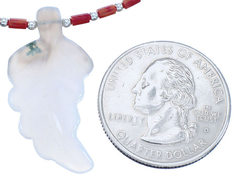 Authentic Sterling Silver Turquoise And Oyster Shell Bead Leaf Necklace BX120850