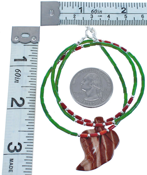 Oyster Shell And Malachite Southwest Authentic Sterling Silver Bead Leaf Necklace BX120854