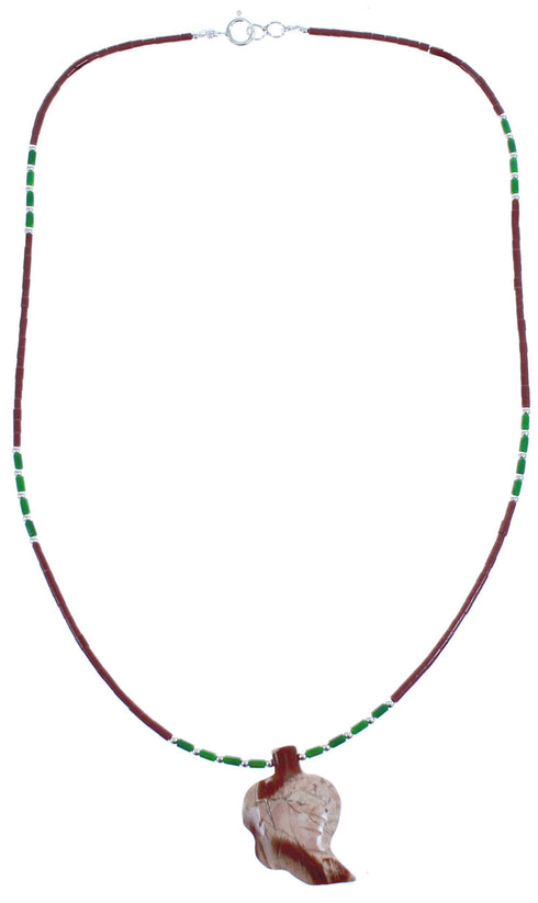 Sterling Silver Multicolor Bead Leaf Necklace BX120860