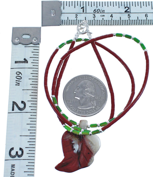 Southwestern Genuine Sterling Silver Multicolor Bead Leaf Necklace BX120862