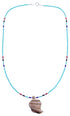 Southwestern Turquoise And Multicolor Genuine Sterling Silver Bead Leaf Necklace BX120866