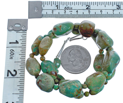 Southwestern Genuine Sterling Silver Green Turquoise Bead Necklace BX119770