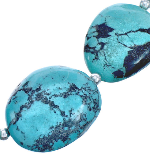 Southwest Sterling Silver Turquoise Beaded Necklace BX119775