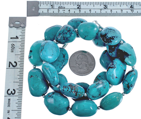Southwest Sterling Silver Turquoise Beaded Necklace BX119775