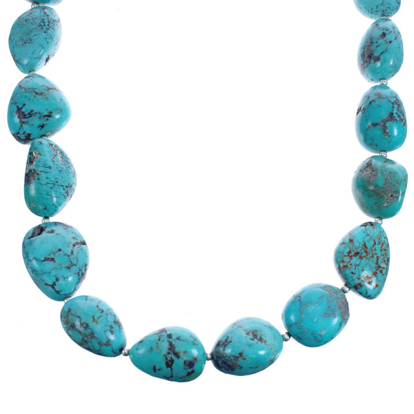 Southwest Turquoise Authentic Sterling Silver Beaded Necklace BX119772
