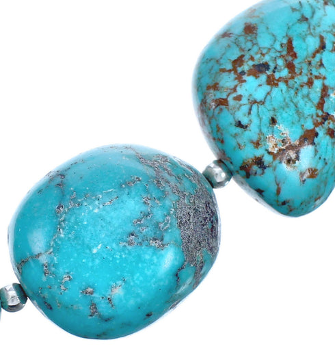 Southwest Turquoise Authentic Sterling Silver Beaded Necklace BX119772
