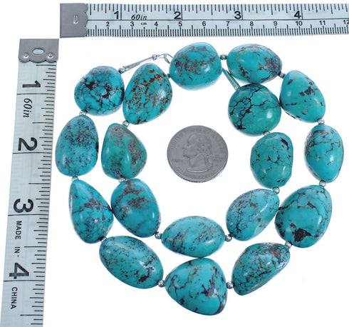 Southwest Turquoise Authentic Sterling Silver Beaded Necklace BX119772