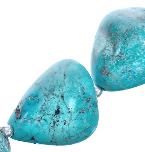 Southwest Turquoise Sterling Silver Authentic Beaded Necklace BX119776