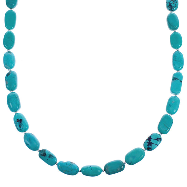 Authentic Southwest Sterling Silver Turquoise Bead Necklace BX119778