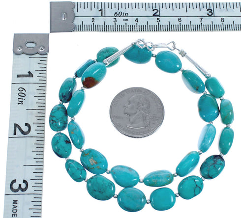 Sterling Silver Genuine Southwest Turquoise Bead Necklace BX119779