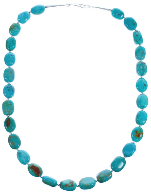 Genuine Sterling Silver Turquoise Bead Southwest Necklace BX119780