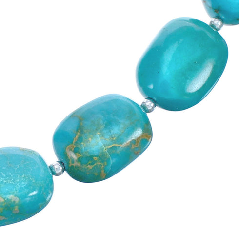Genuine Sterling Silver Turquoise Bead Southwest Necklace BX119780