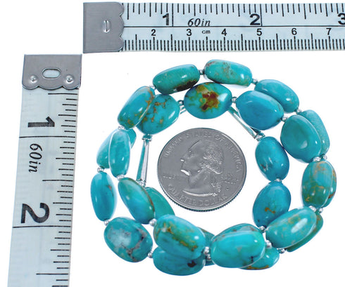 Genuine Sterling Silver Turquoise Bead Southwest Necklace BX119780