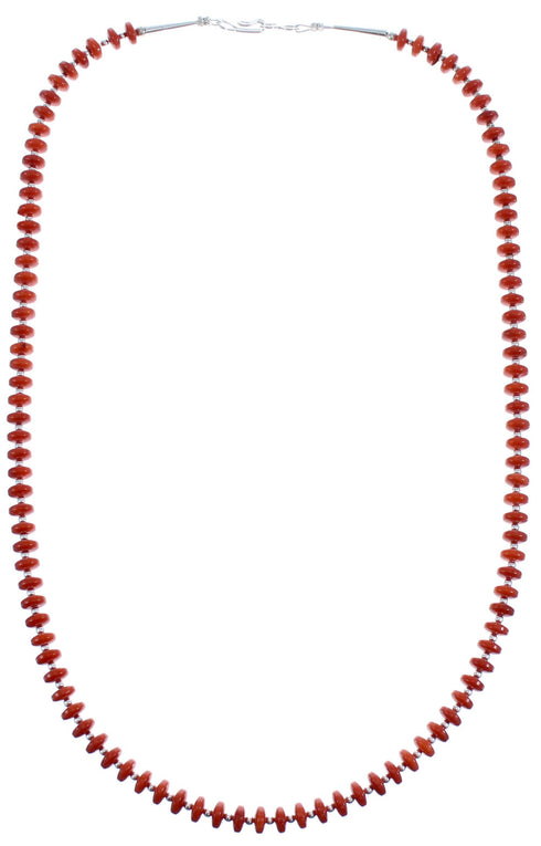 Southwestern Sterling Silver Coral Bead Necklace BX119768