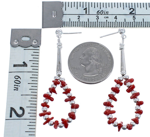 Sterling Silver Coral Bead Post Dangle Earrings BX119791
