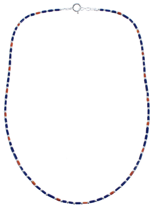Southwest Lapis And Oyster Shell Sterling Silver Heishi Bead Necklace BX120751