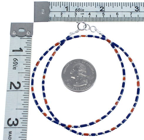 Southwest Lapis And Oyster Shell Sterling Silver Heishi Bead Necklace BX120751