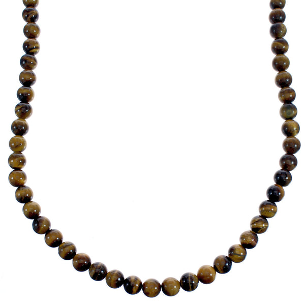 Tiger Eye Genuine Sterling Silver Bead Southwestern Necklace BX120757