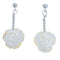 Mother Of Pearl Flower Sterling Silver Bead Post Dangle Earrings BX120772