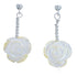 Mother Of Pearl Flower Sterling Silver Bead Post Dangle Earrings BX120772