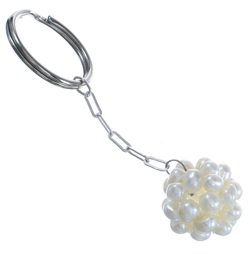 Authentic Sterling Silver Mother Of Pearl Bead Key Chain BX120790