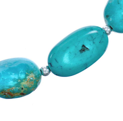 Bead Turquoise Genuine Sterling Silver Southwest Necklace BX119805