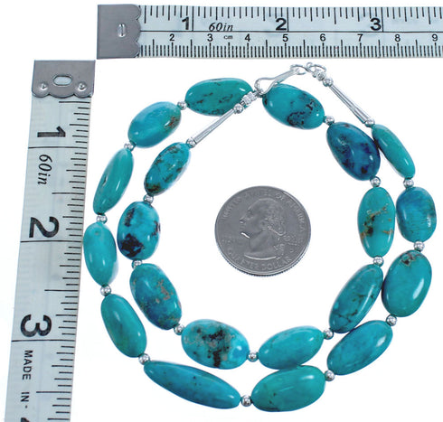 Bead Turquoise Genuine Sterling Silver Southwest Necklace BX119805